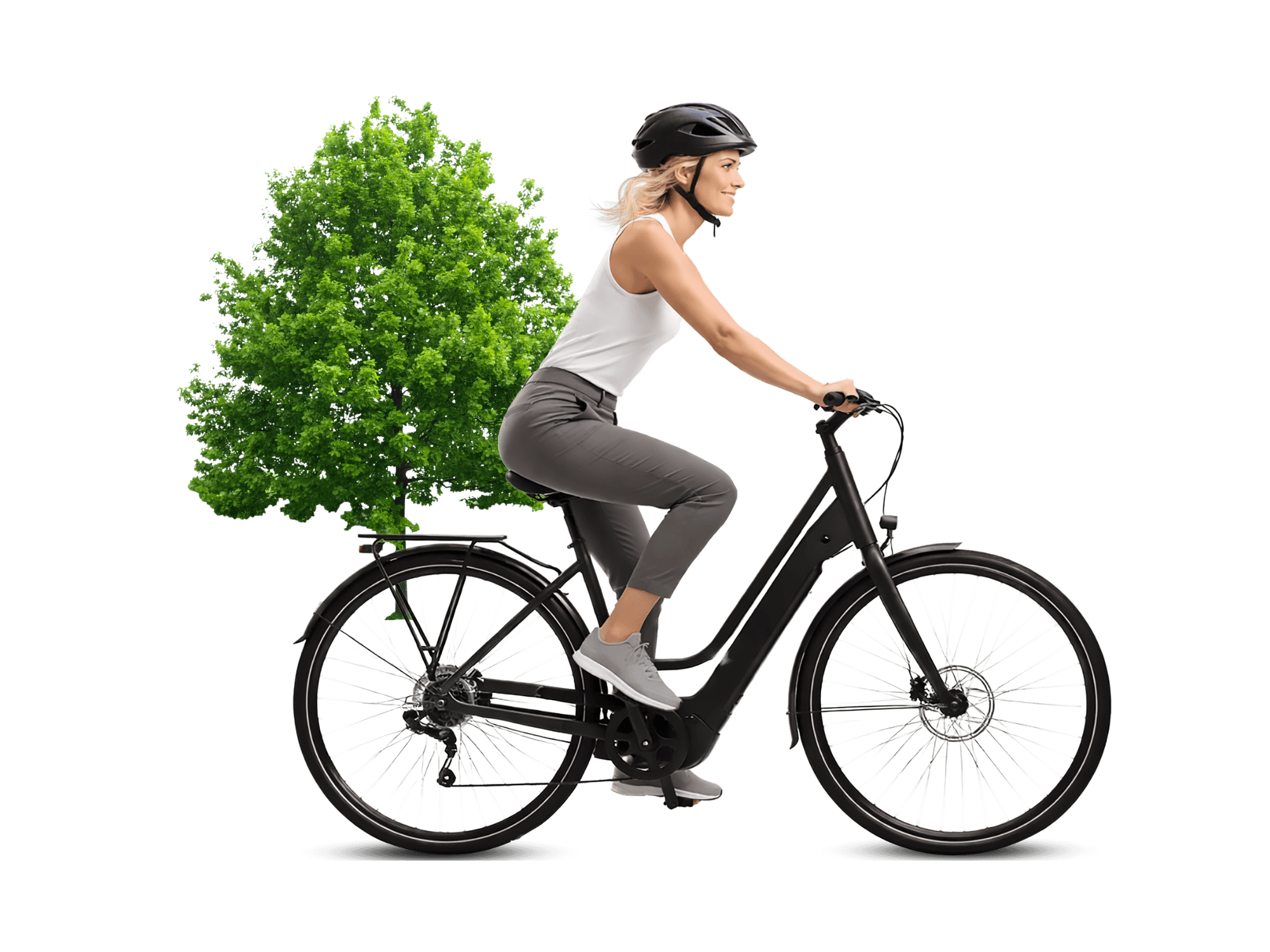 A commuter arriving at work by bike.