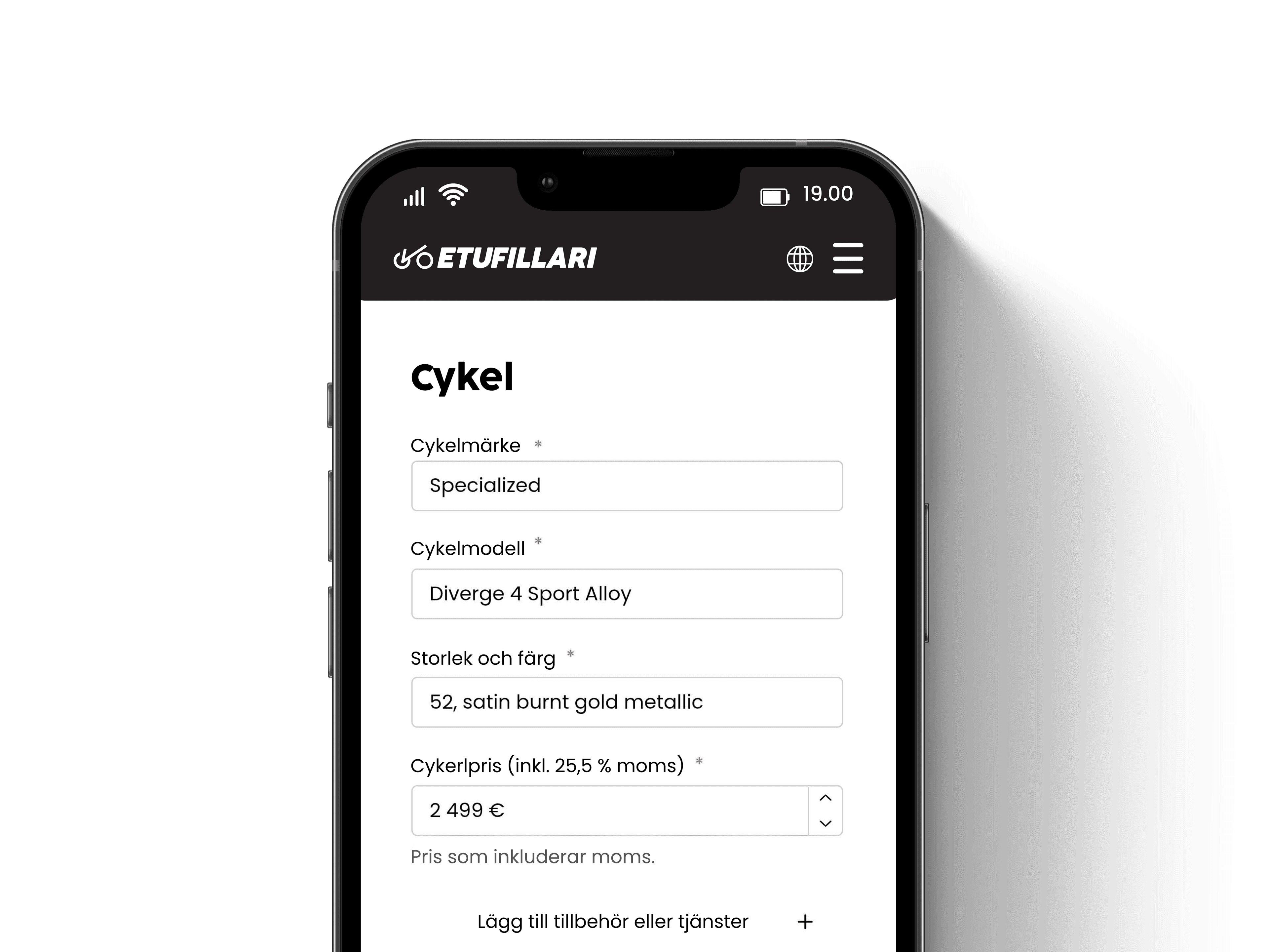 myBike-webbtjänst visas på mobilskärm – tjänstecykeln hanteras smidigt i webbläsaren.